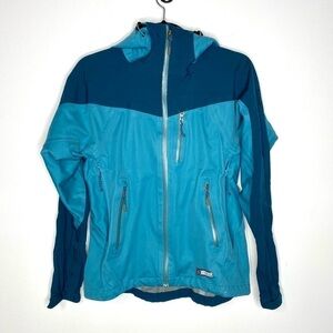 REI Two Toned Rain Jacket Full Zip Hood Small